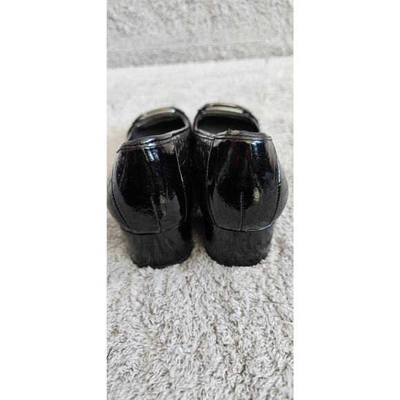 LifeStride Women's Black Square Toe Buckle Front Block‎ Heeled Loafers Size 8M - Picture 4 of 7